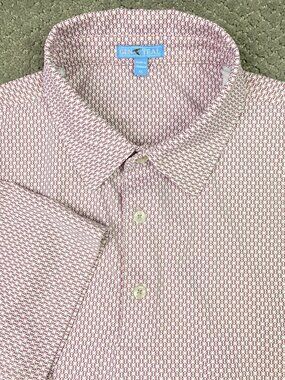 GENTEAL Brrr Polo Golf Shirt Men's XL White Maroon Baseball Print All Over NWOT